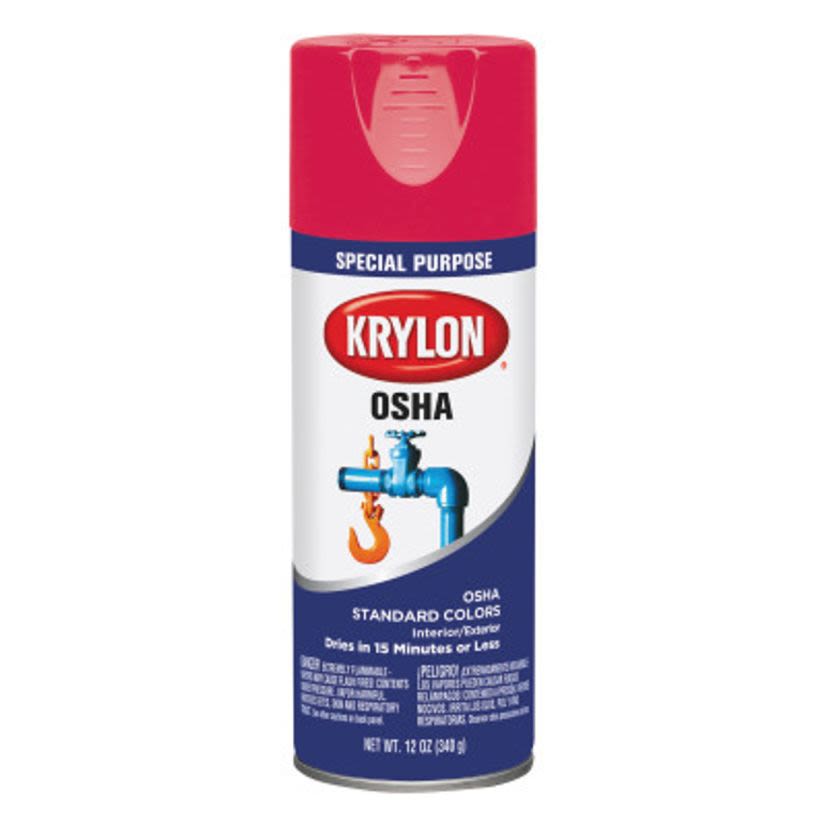 Krylon K02108A07 Spray Paint, 12 oz Container, Liquid Form, Banner Red, 15-20 sq-ft Coverage, 8 min Curing